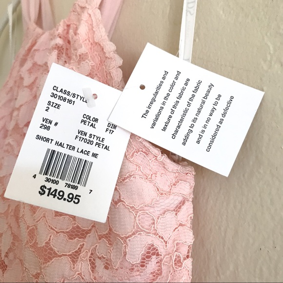 NWT David’s Bridal Short Lace Mesh Halter Dress - Picture 4 of 10